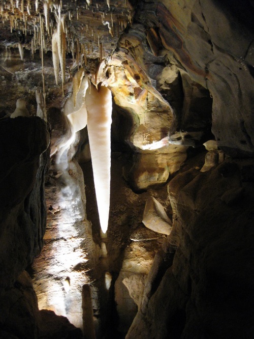 The Crystal King, the largest stalactite in the caverns.